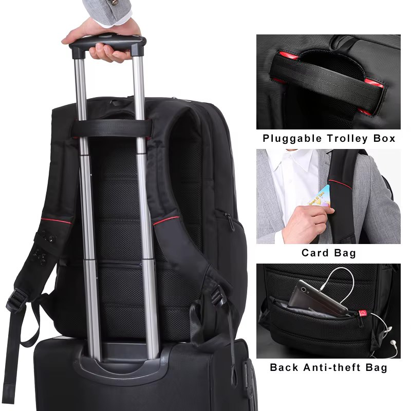 Kingsons hommes sacs à dos 15 ''17'' sac à dos pour ordinateur portable USB chargeur sac antivol sac