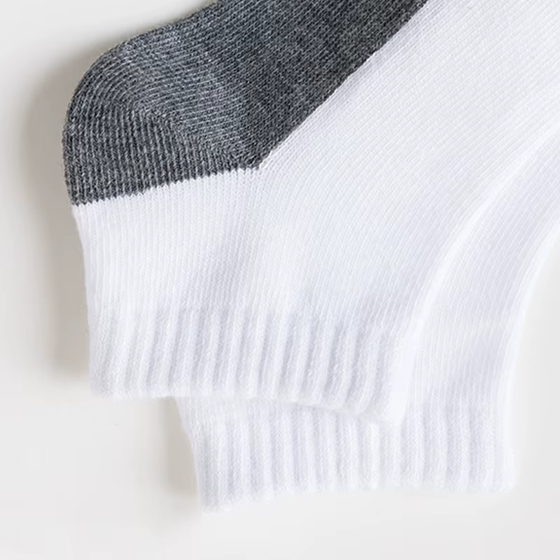 12 paires de chaussettes courtes basique pour enfants - design blanc et gris, respirantes - adaptées