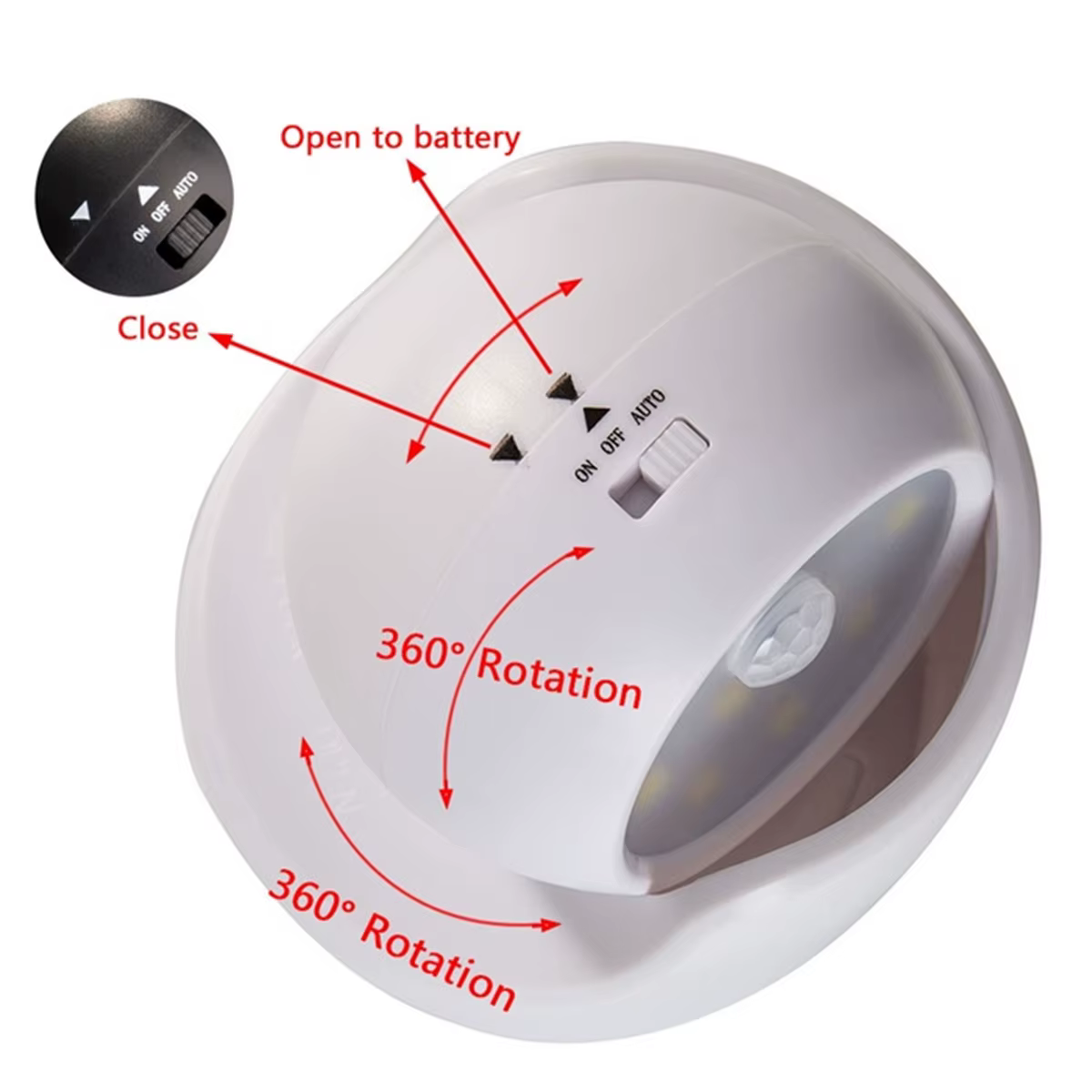 Applique murale LED polyvalente avec capteur de mouvement, économie d'énergie, Rotation à 360 degrés