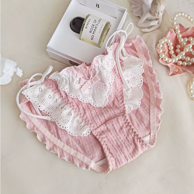 Culottes en dentelle à volants pour femmes, style Lolita, sous-vêtements en coton, bretelles réglabl
