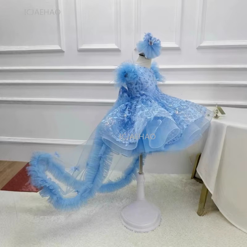 Robe de soirée pour filles, vêtements de princesse pour premier anniversaire, Costume en Tulle à pai