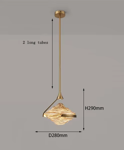 Lampe suspendue en verre ambre minimaliste pour chambre à coucher, design moderne et simple, artisti