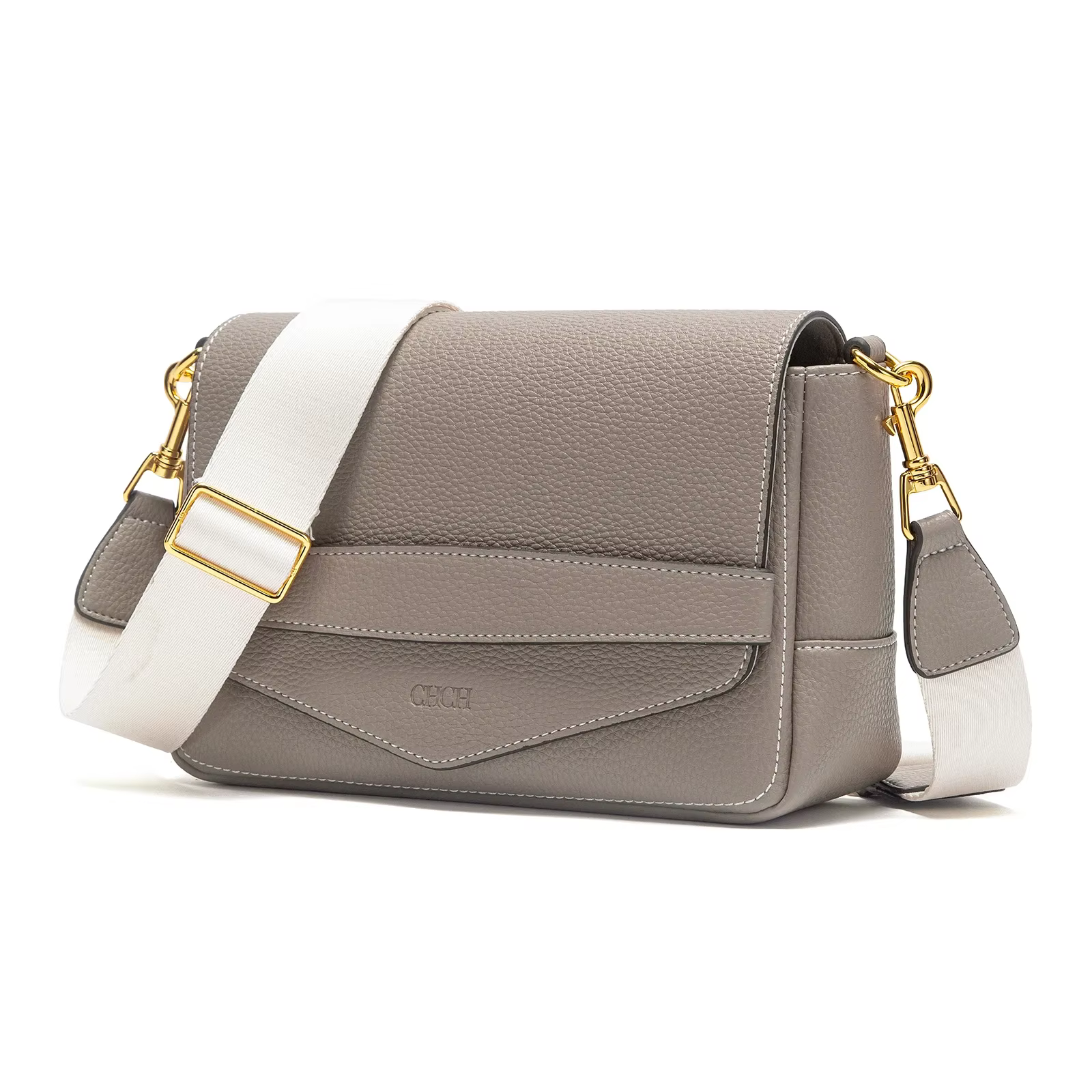 C-H sacs à bandoulière gris Simple haute qualité Texture Flip couverture sacs doux sac carré femme b