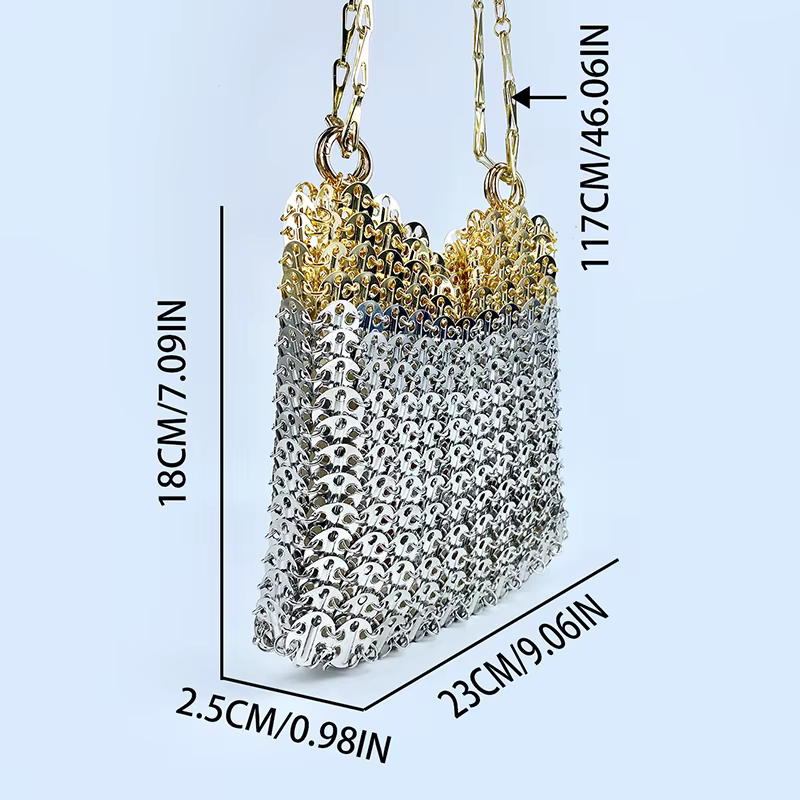 Sac à bandoulière en métal à paillettes pour téléphone portable, grande capacité, fait à la main, te
