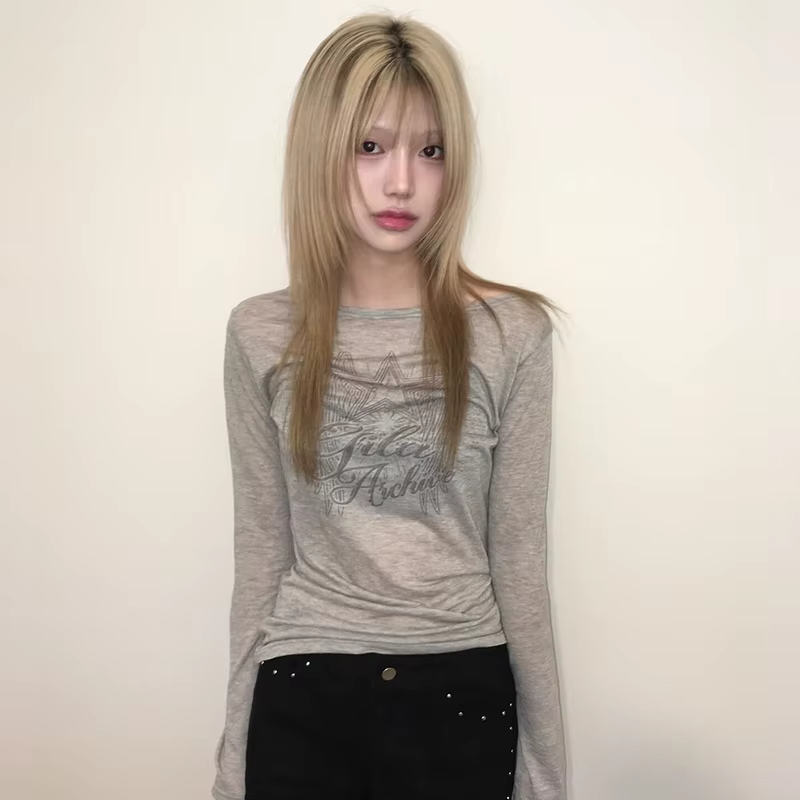 Tops en tricot à imprimé lettres Y2k japonais Karrram, tricot à manches longues coréen des années 20