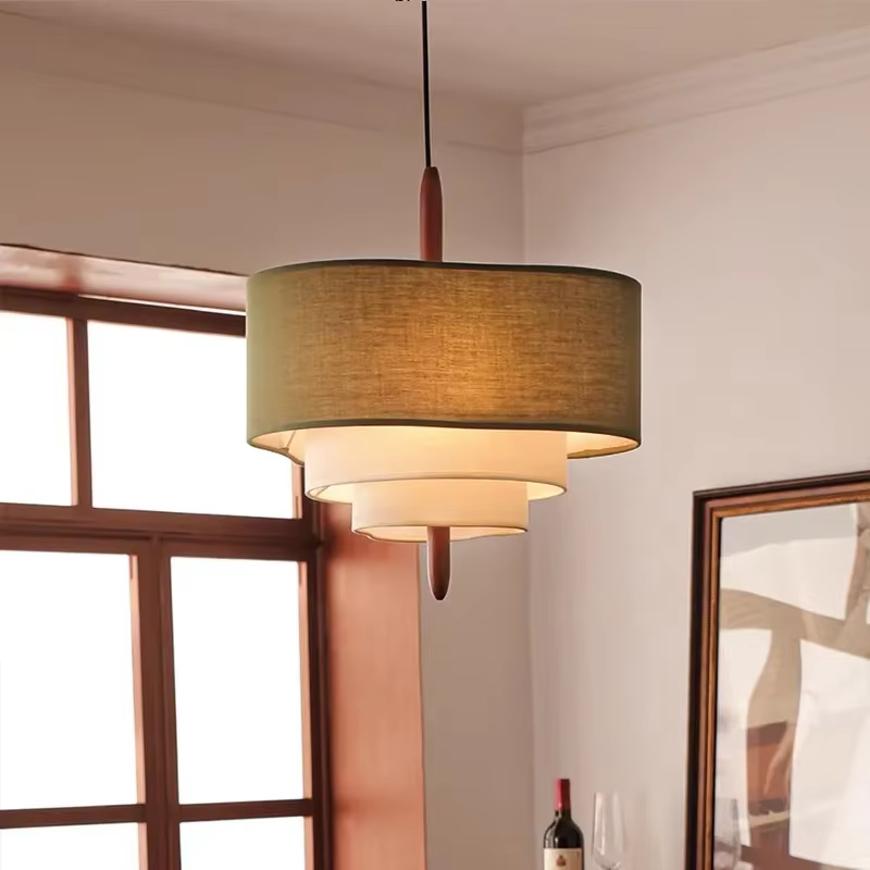 Margin-Lampe suspendue en tissu de lin, design chinois, style bohème, luminaire décoratif d'intérieu