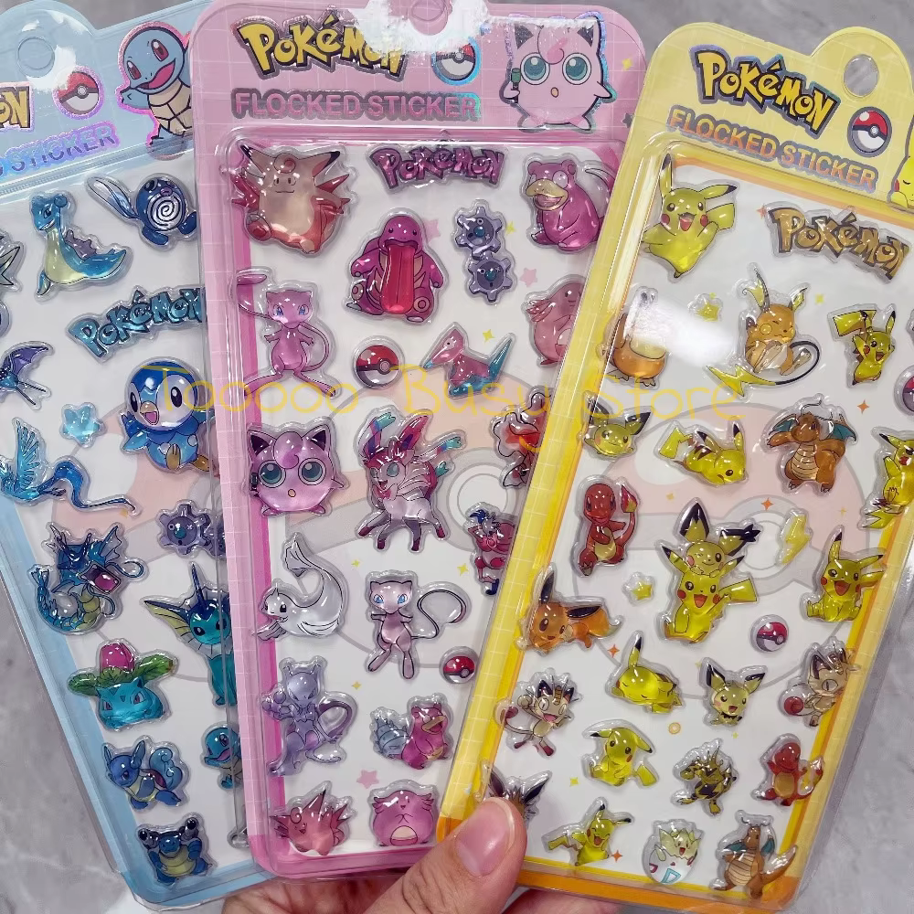 Autocollants 3D en résine Anime Pokemon mignons, autocollants en gelée Pikachu Kawaii, autocollants 