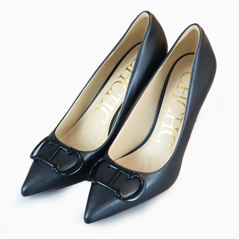 Chaussures de travail polyvalentes à talons hauts pour femmes de la marque CH, couleur unie, bout po
