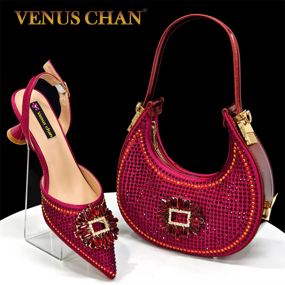NigWin-Chaussures et sacs de fête pour femme, talon moyen, Parker pointu, chaussures de soirée éléga