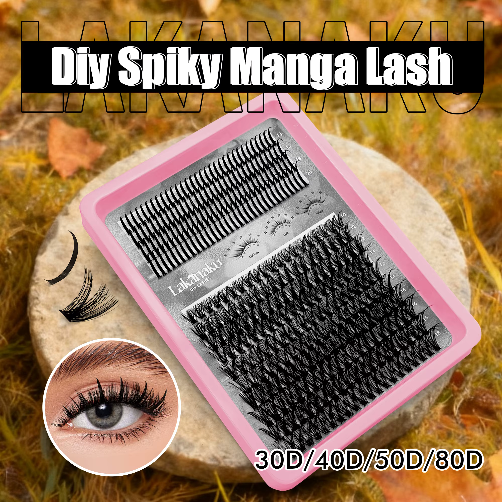 LAKANAKU gros moelleux bricolage Kit d'extension de cils D Curl naturel grappe cils avec grappes de 