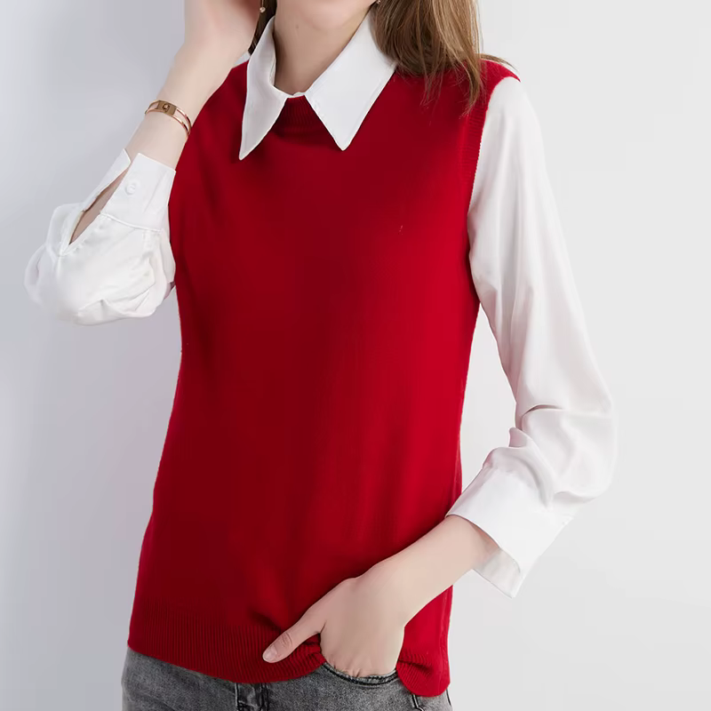 Pull femme gilet tricots pulls 100% laine chandails printemps automne Vintage tricot vêtements hauts