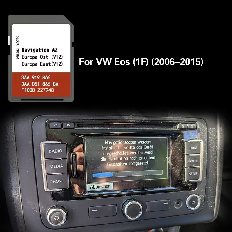 AZ V12 OST pour VW Eos (1F) (2006-2015) Carte Carte SD Biélorussie Autriche Mémoire