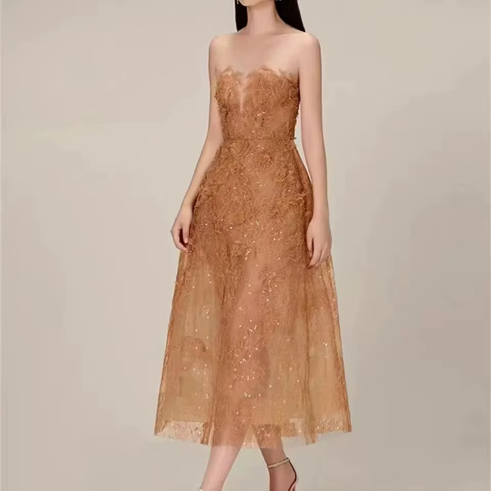 Robe de soirée de luxe pour femmes, col rond, sans manches, Patchwork, dentelle, maille florale, pai