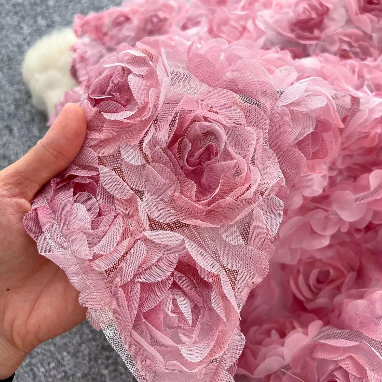 JAMERARY-Robe rose fleurie 3D pour femme, mini robe de Rhde luxe, style palais, vacances de célébrit