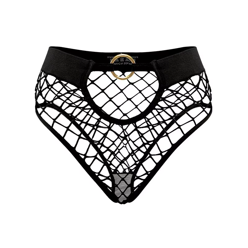 Nouveau Style maille Sexy femmes culottes couleur unie taille mi haute résille Lingerie dames évider