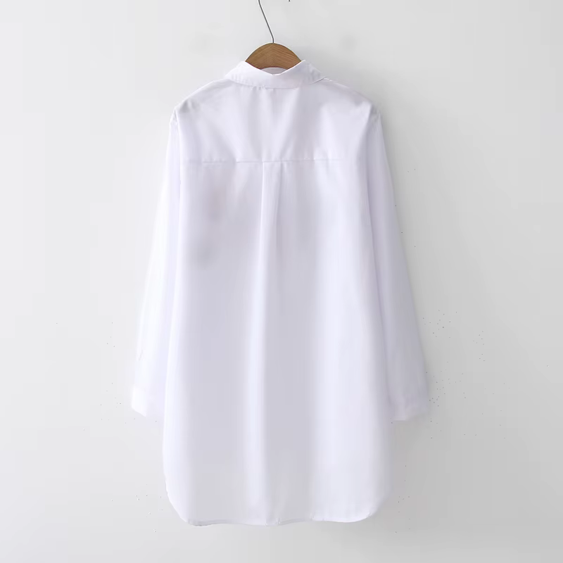 2024 nouvelle chemise blanche décontractée boutonnée col rabattu femme Blouse à manches longues coto