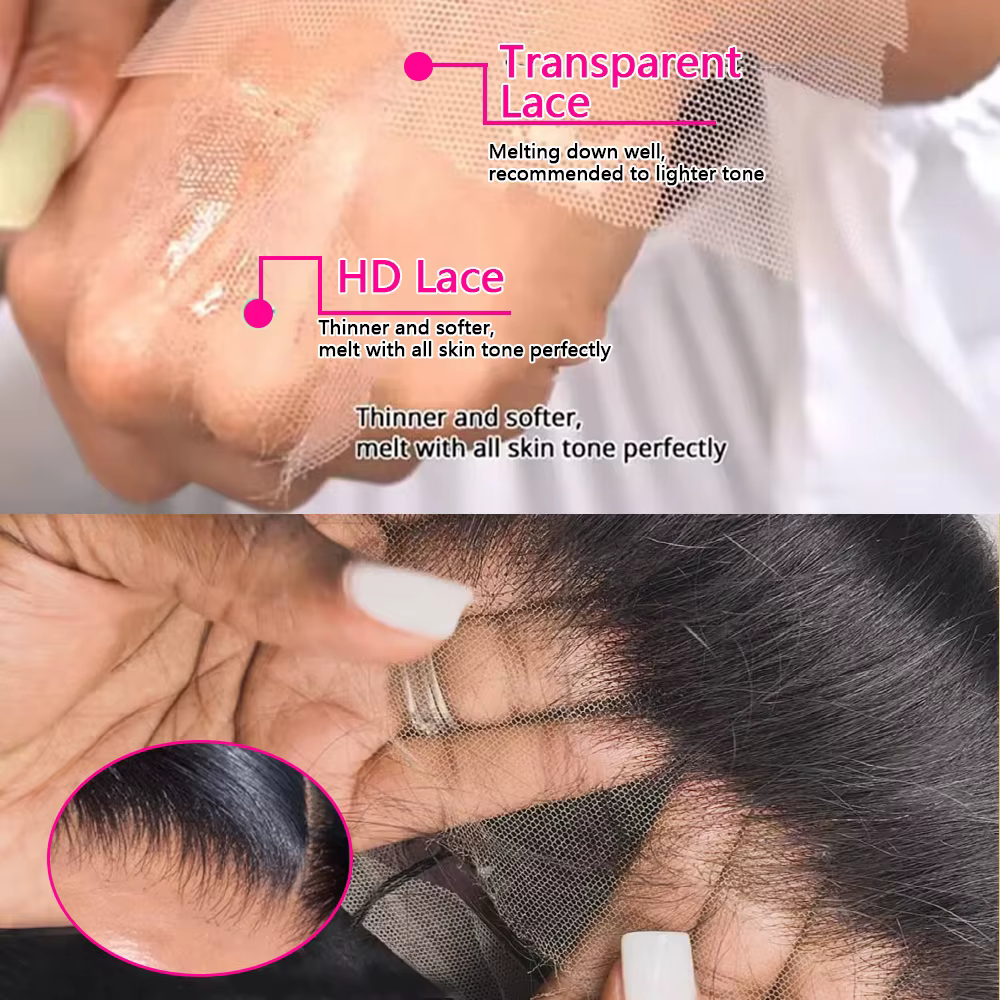 Perruque sans colle Abijale en cheveux humains, prête à porter, avec dentelle frontale HD transparen