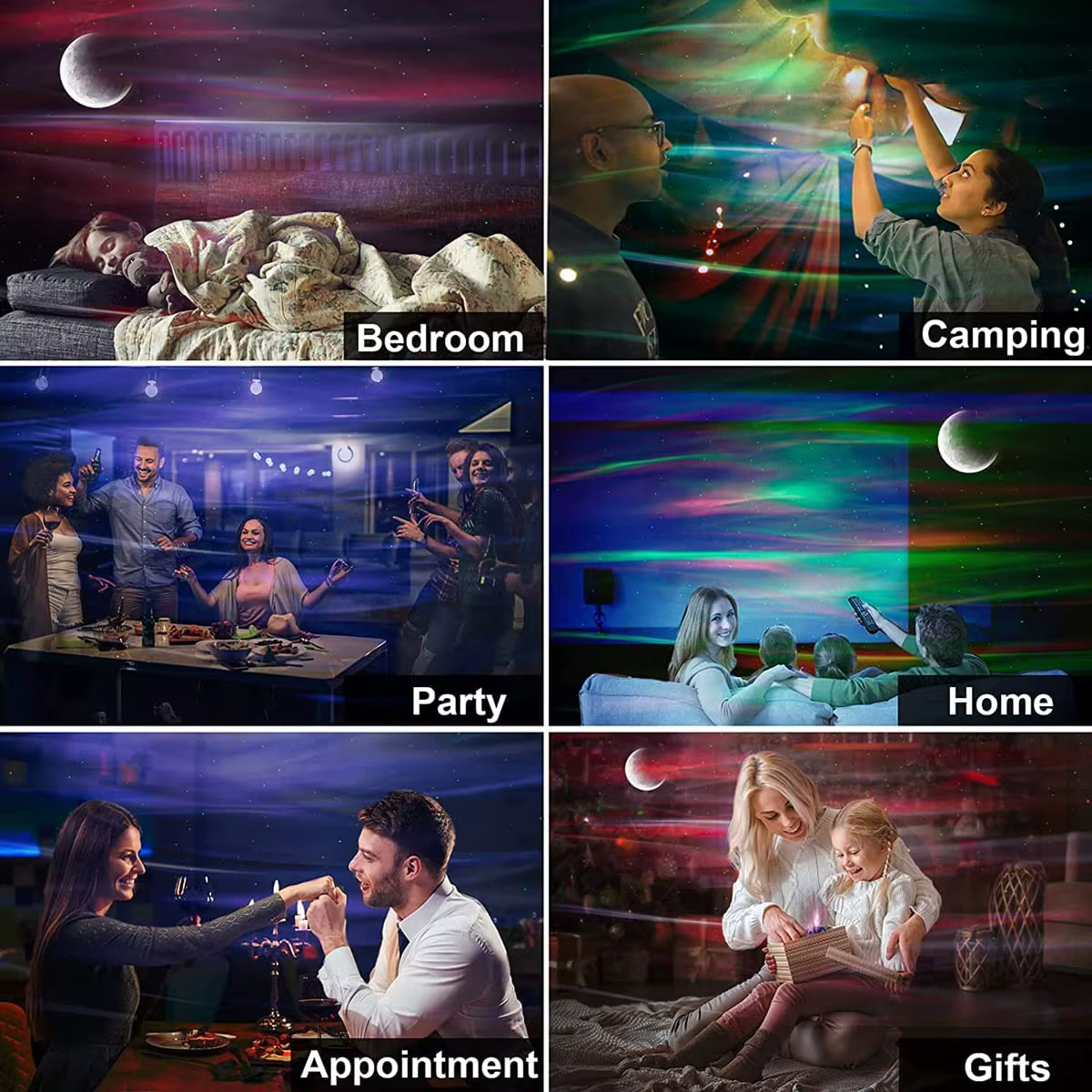 Nouveaux projecteurs Aurora galaxie étoile projecteur lumière du nord ciel étoilé lune lampe pour ch