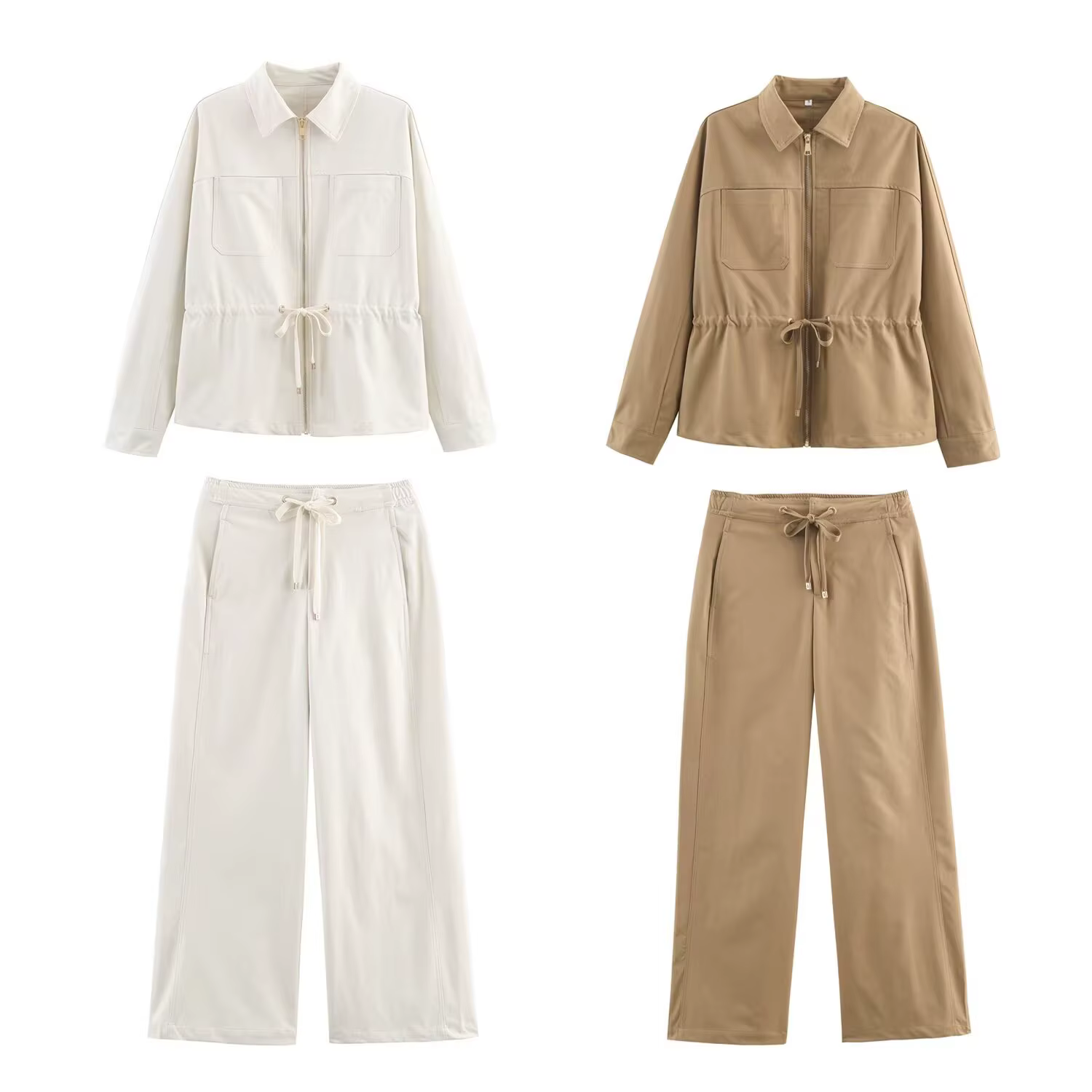 HH – costume pantalon décontracté pour femme, manches longues, couleur unie, fermeture éclair, veste