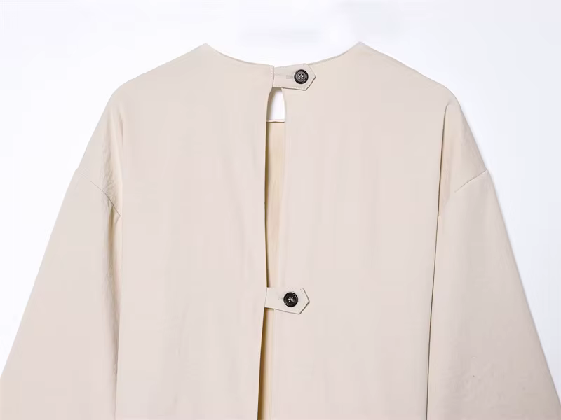 Robe pour femme, nouvelle collection printemps 2026, rose nude, manches courtes, plissée, décorée, r