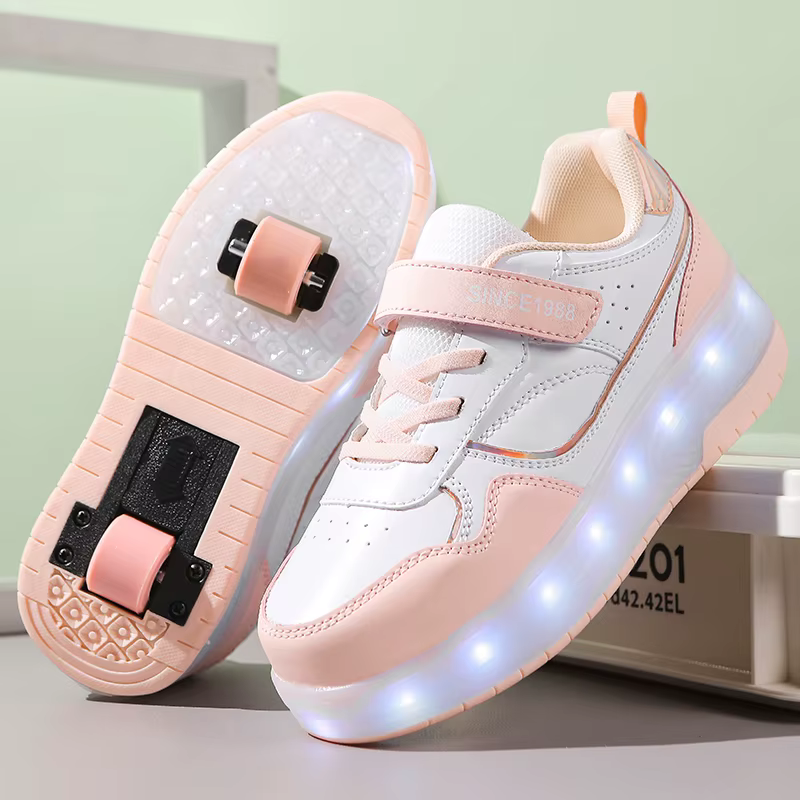 Rose mode filles garçons lumière LED patins à roulettes chaussures pour enfants enfants baskets avec