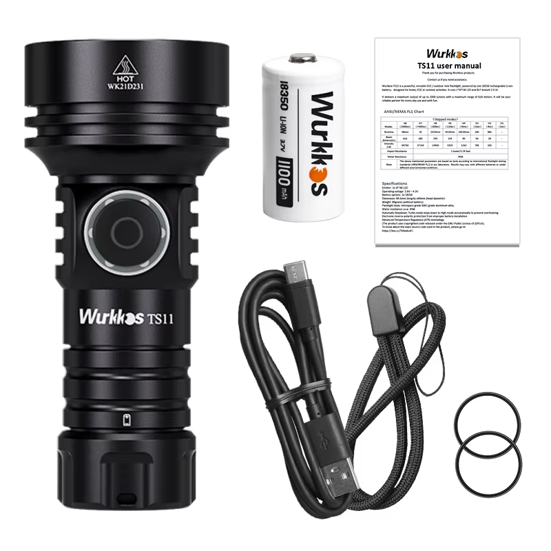 Wurkkos – Mini lampe de poche TS11, 18350, USB C, Rechargeable, EDC SFT40, torche puissante, 2000LM,