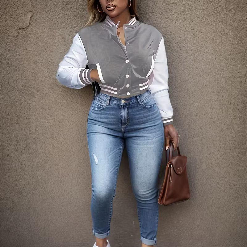 Veste de baseball à simple boutonnage pour femmes, veste assortie, européen et N, document, printemp