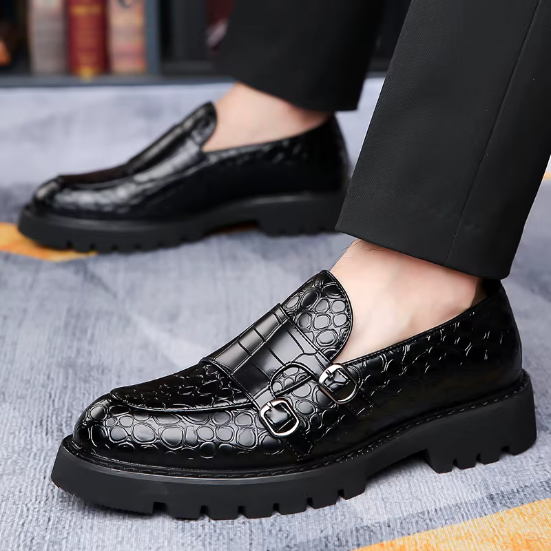 Mocassins de ville élégants et polyvalents pour hommes, style Derby anglais confortable, en cuir dur