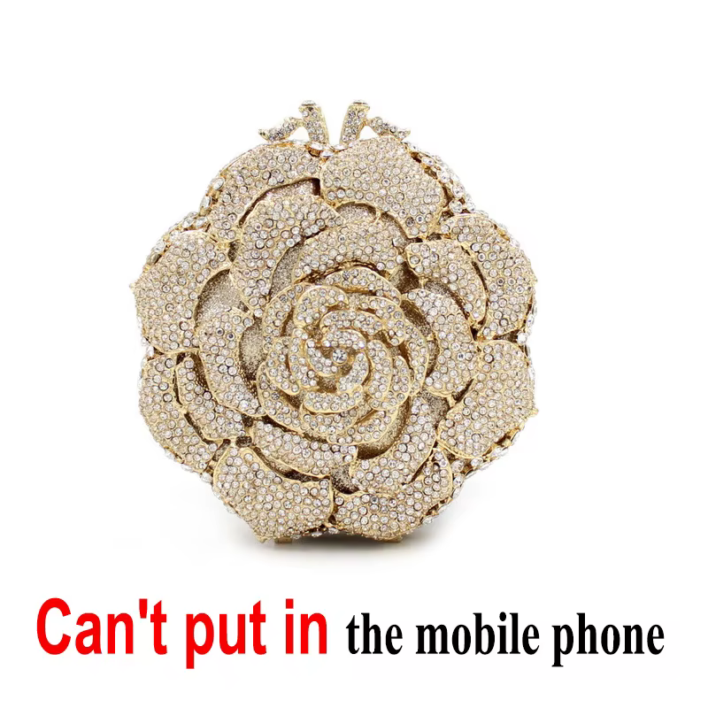 Élégant Rose mariage mariée sac à main strass sac femmes luxe brillant fête pochette sac à main conc