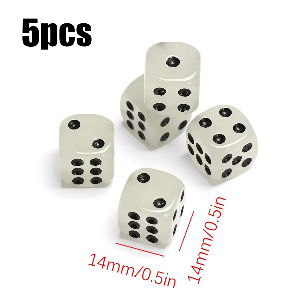 Dés Noctilucents à 6 faces, 5 à 50 pièces, 14mm, veilleuse, Cubes d'angle ronds, Bar amusant, divert