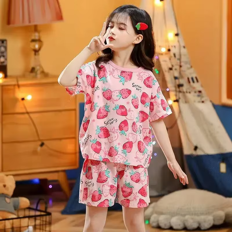 Nouveaux adolescents bébé fille Pyjamas été à manches courtes vêtements pour enfants vêtements de nu