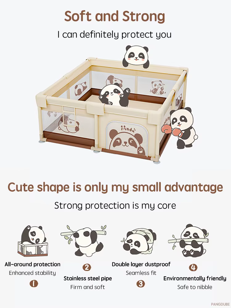 Parc de jeu pour bébé PANGDUBE Panda Dinosaur, grande clôture de sécurité pour enfants, aire de jeux