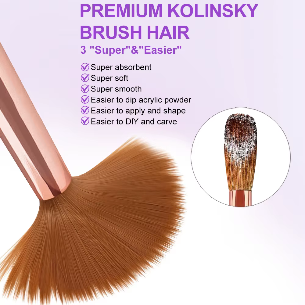 Brosse à ongles pour Application acrylique, 3 pièces, 8/10/14 #   Pinceaux à ongles professionnels r