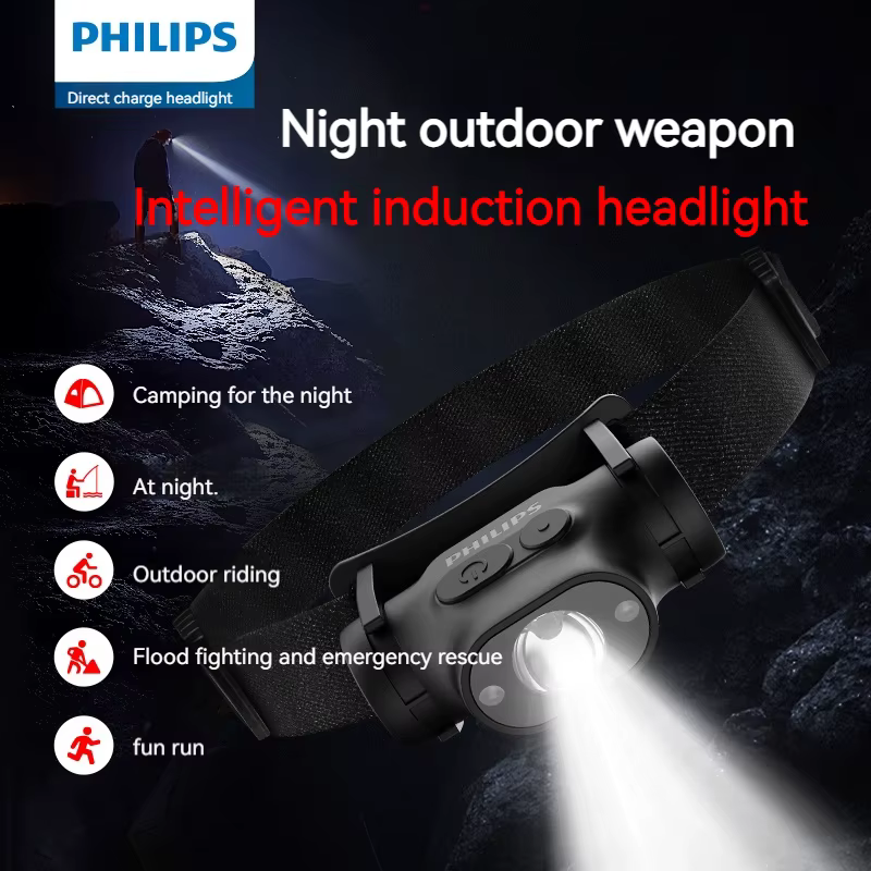 PHILIPS-Lampe de sauna LED aste de type C, lampe de poche à capteur, lampe de sauna extérieure, lant