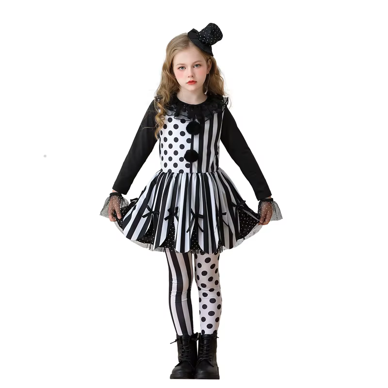 Costume de clown coquin de Pourim pour filles, film Harlequin Spooktacméthanol, cosplay de carnaval,