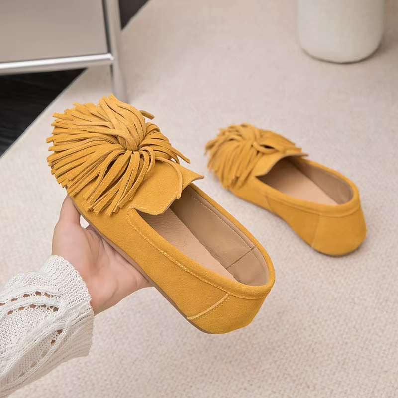 AIYUQI Chaussures plates pour femmes en cuir véritable, Nouveauté 2026, Mocassins à pampilles pour f