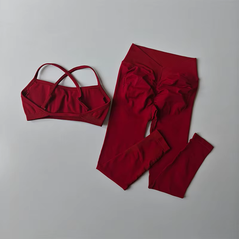 Legging de gymnastique taille haute sans couture pour femmes et débardeur rembourré, soutien-gorge d