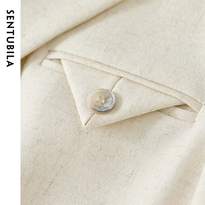SENTUBILA femmes jupe costumes lin mélange épaulettes simple bouton Blazer solide élégant Mini jupes