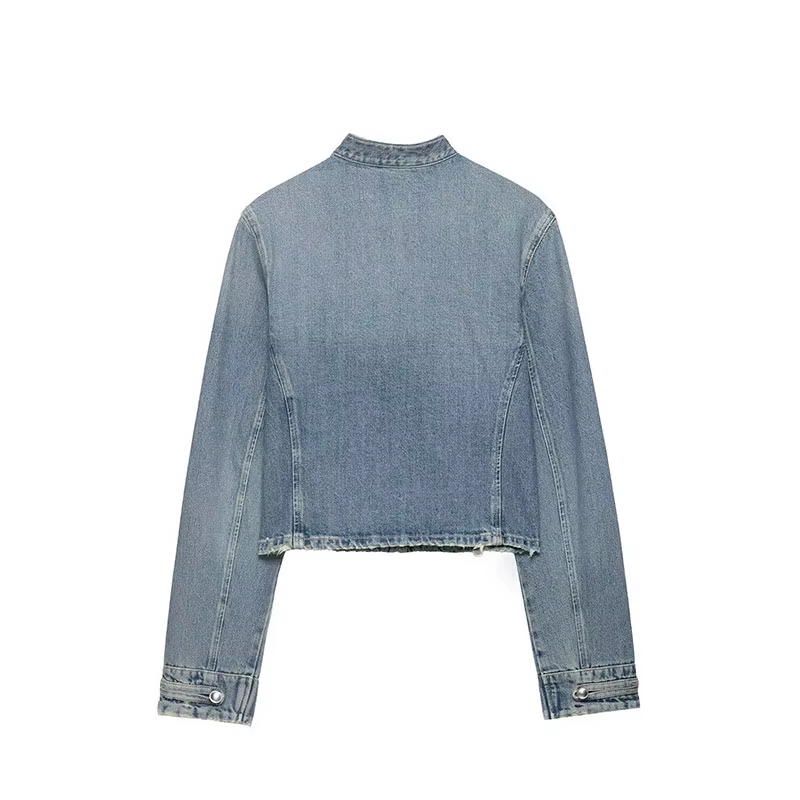 Veste en jean décontractée pour femme NLZGMSJ, collection Printemps 2026, à manches longues, col mon