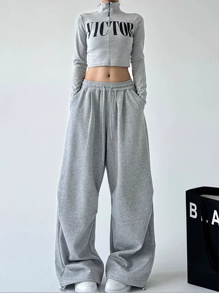 Y2K Harajuku pantalon de survêtement à jambes larges femmes Streetwear Baggy surdimensionné gris pan