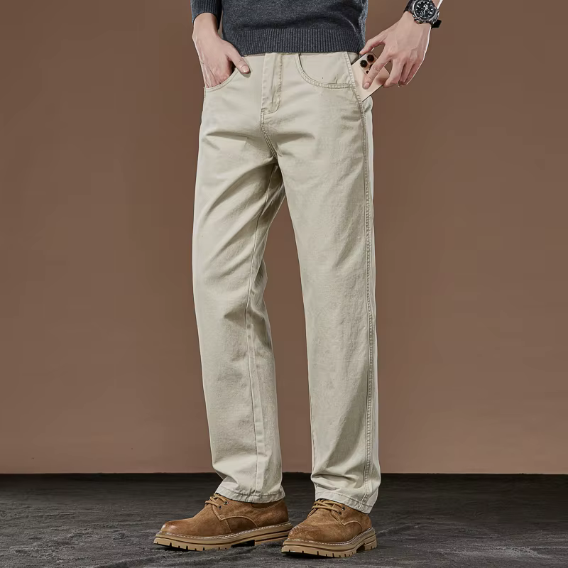 100% coton pantalons droits décontractés automne nouvelle mode ample confortable épaissi pantalons d