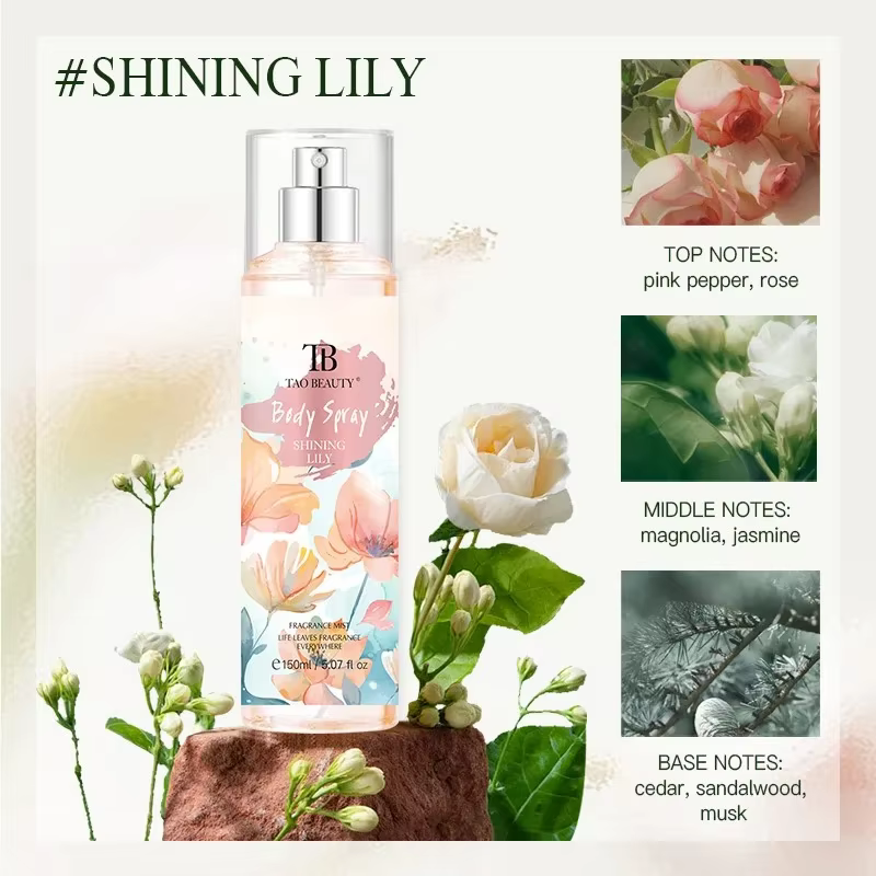 Le spray parfumé a un parfum floral discret et durable avec une note fruitée. C'est un spray corpore