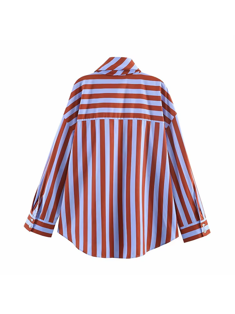Nouvelle Blouse Chic pour Femme, Style Festival de Musique, Coupe Ample, Rayée, avec Nœud, Simple Bo