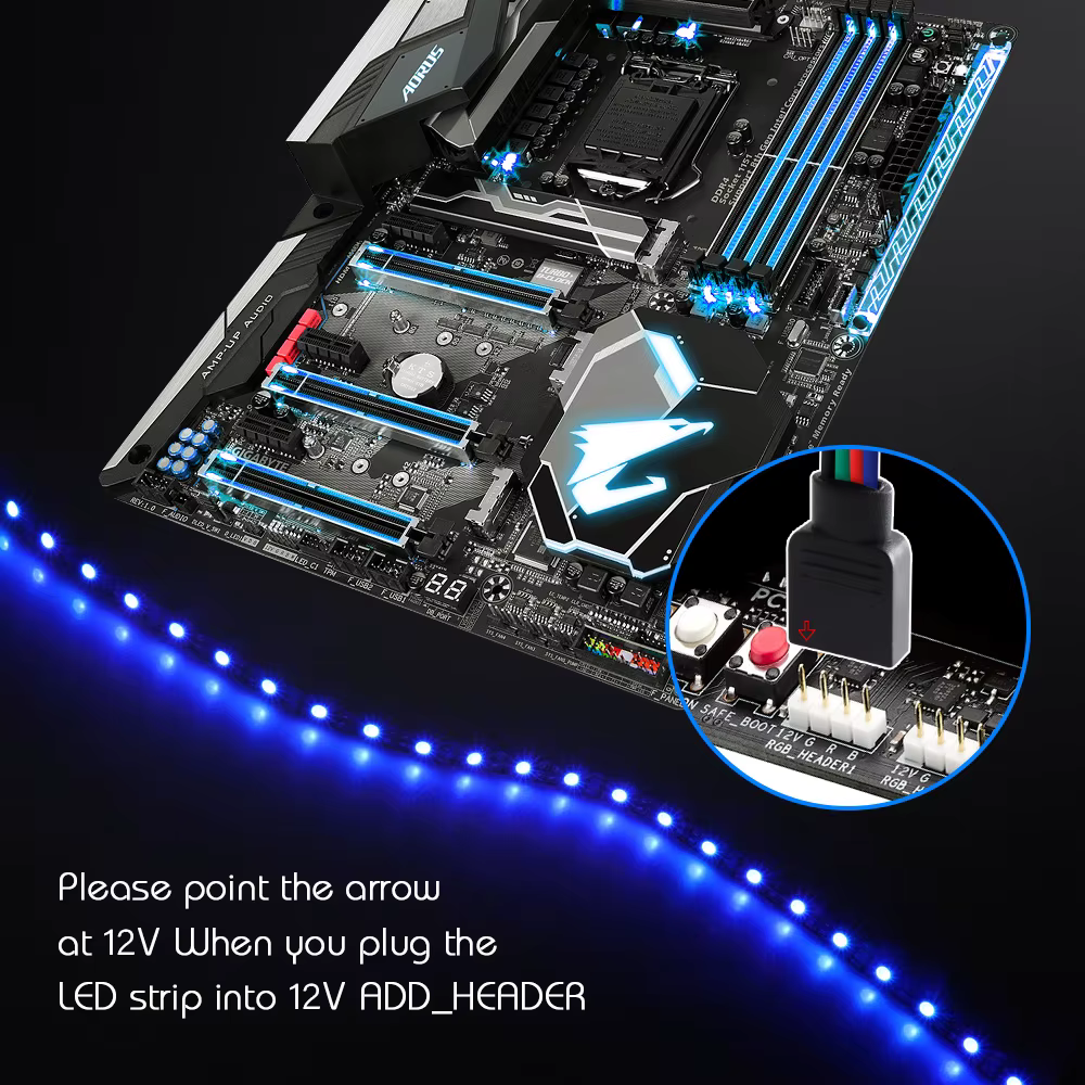 Bande lumineuse Led RGB pour PC de jeu, 12V, 4 broches, 5050 RGB, pour Aura Sync MSI Mystic Light, c