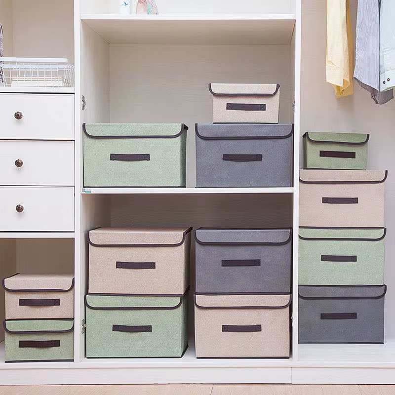 Boîte de rangement en tissu non tissé gris, fournitures pour la maison, vêtements, sous-vêtements, c