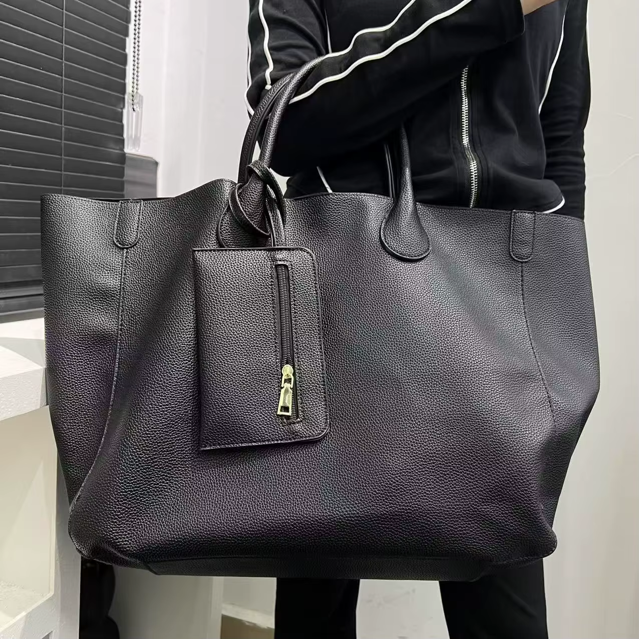 Sac à langer bandoulière classique de créateur pour femme, grand sac fourre-tout de luxe en cuir élé