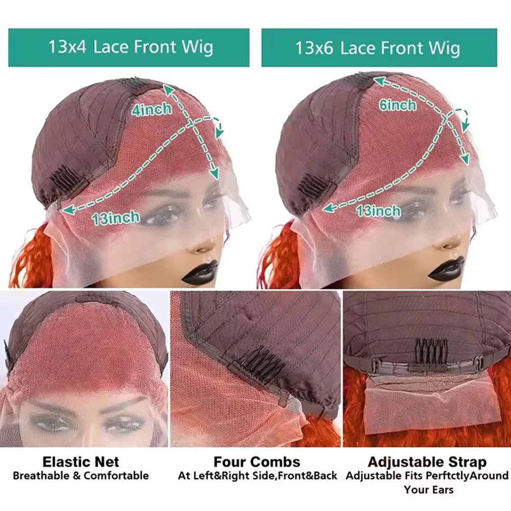VideoOrange-Perruque Lace Front Wig Body Wave Naturelle, Cheveux Humains, 13x6, 200% de Densité, Pre