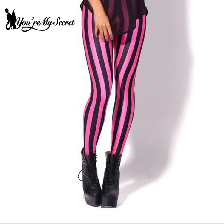 [You're My Secret] mode femmes Leggings Sexy taille haute élastique rayure imprimé pantalon décontra