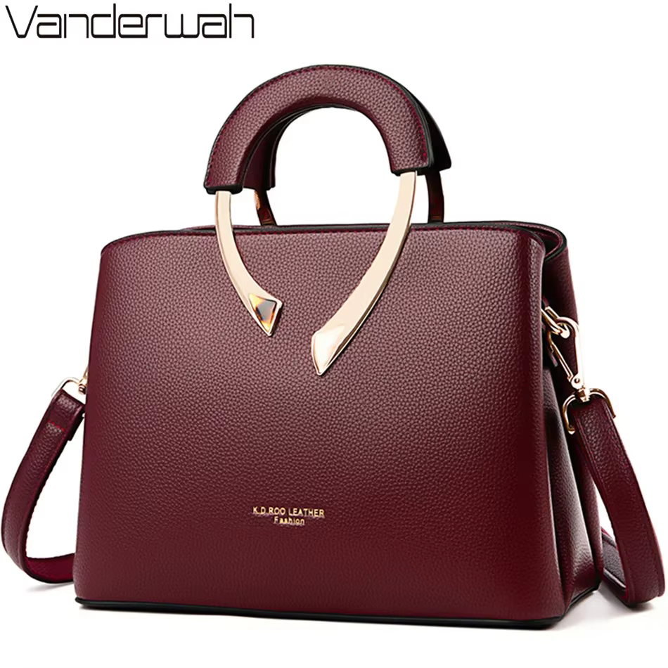 VANDERWAH véritable haute qualité en cuir Pu fourre-tout décontracté sacs à main de luxe femmes sacs