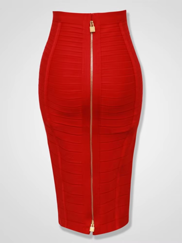 16 couleurs Sexy solide fermeture éclair Orange bleu noir rouge jupe de pansement femmes élastique m